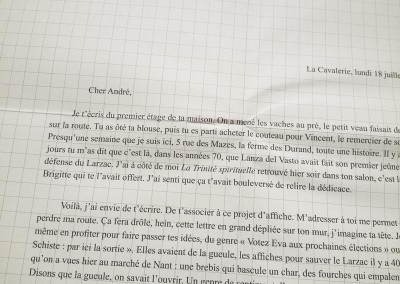 L'écriture m'a donné une enveloppe, détail du poster de Dorothée Volut.