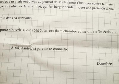 L'écriture m'a donné une enveloppe, détail du poster de Dorothée Volut.