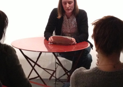 Lecture de Marie-Luce Ruffieux, lors du lancement des posters de Marie-Luce Ruffieux et Dominique Meens et exposition des posters - Librairie histoire de l'œil, Marseille, 1er décembre 2012.