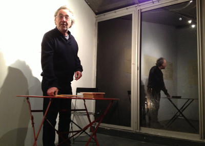 Lecture de Dominique Meens, lors du lancement des posters de Marie-Luce Ruffieux et de Dominique Meens et exposition des posters - Librairie histoire de l'œil, Marseille, 1er décembre 2012.